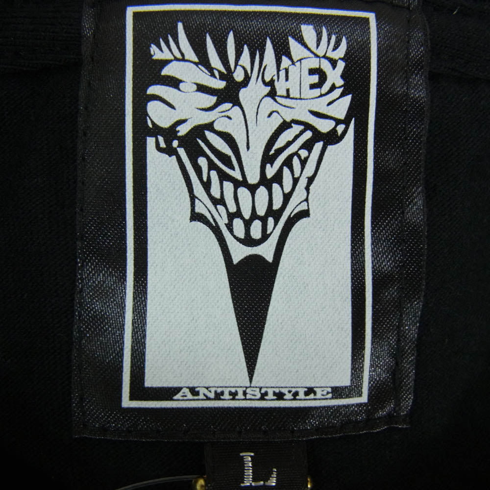 HEX ANTISTYLE ヘックスアンチスタイル フロント プリント ロゴ 半袖 Tシャツ ブラック系 L【極上美品】【中古】