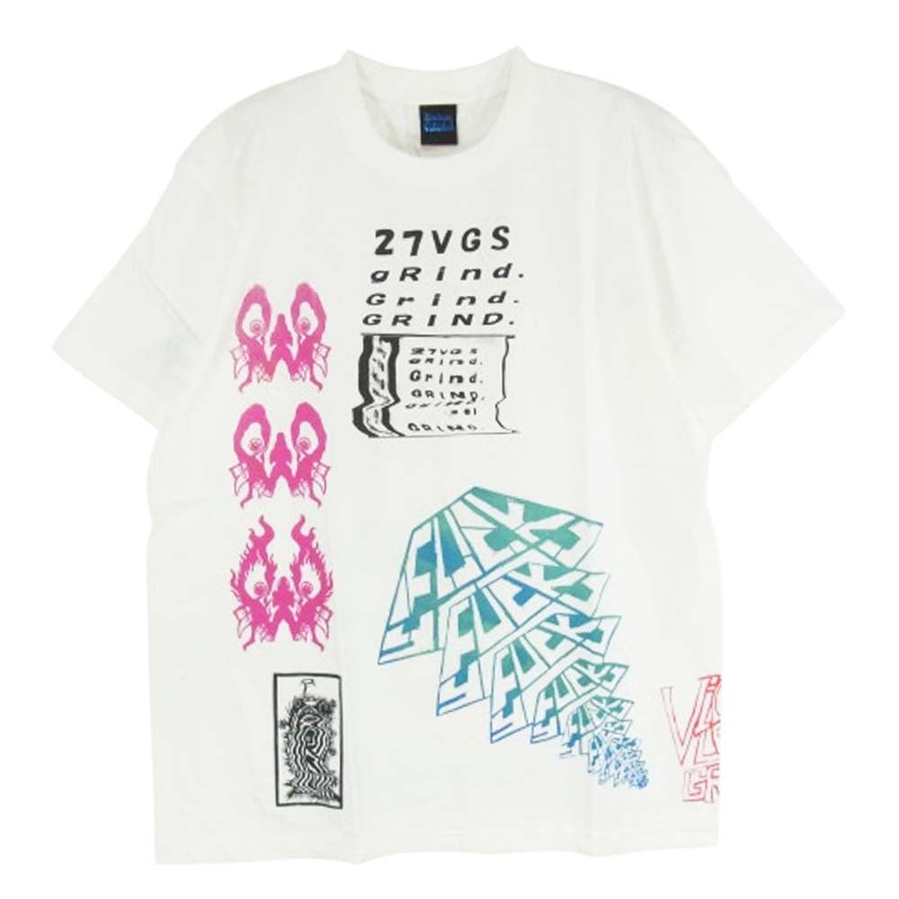 バイオレント グラインド フロント プリント ロゴ 半袖 Tシャツ ホワイト系 L【極上美品】【中古】