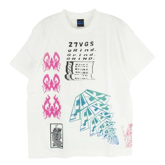 バイオレント グラインド フロント プリント ロゴ 半袖 Tシャツ ホワイト系 L【極上美品】【中古】