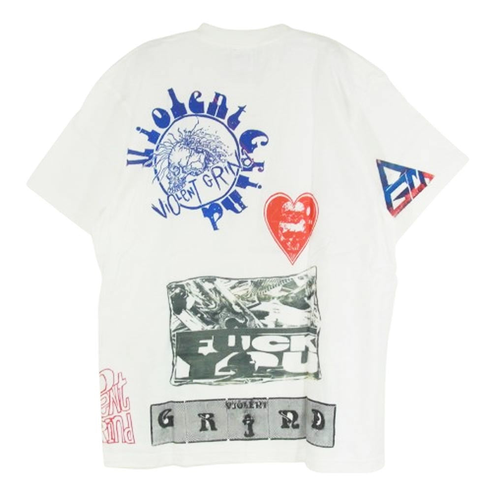 バイオレント グラインド フロント プリント ロゴ 半袖 Tシャツ ホワイト系 L【極上美品】【中古】