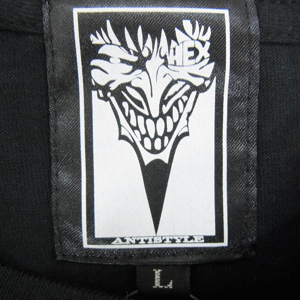 HEX ANTISTYLE ヘックスアンチスタイル フロント プリント ロゴ 半袖 Tシャツ ブラック系 L【極上美品】【中古】