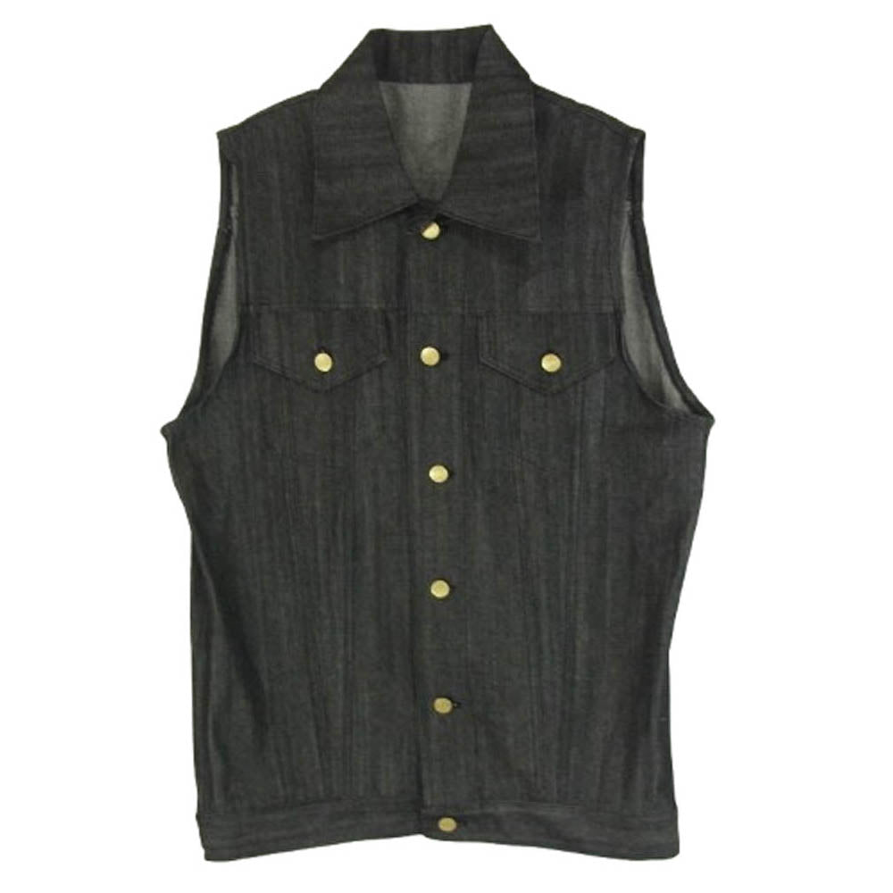 HEX ANTISTYLE ヘックスアンチスタイル ワッペン ロゴ デニム ベスト ダークグレー系 L【中古】