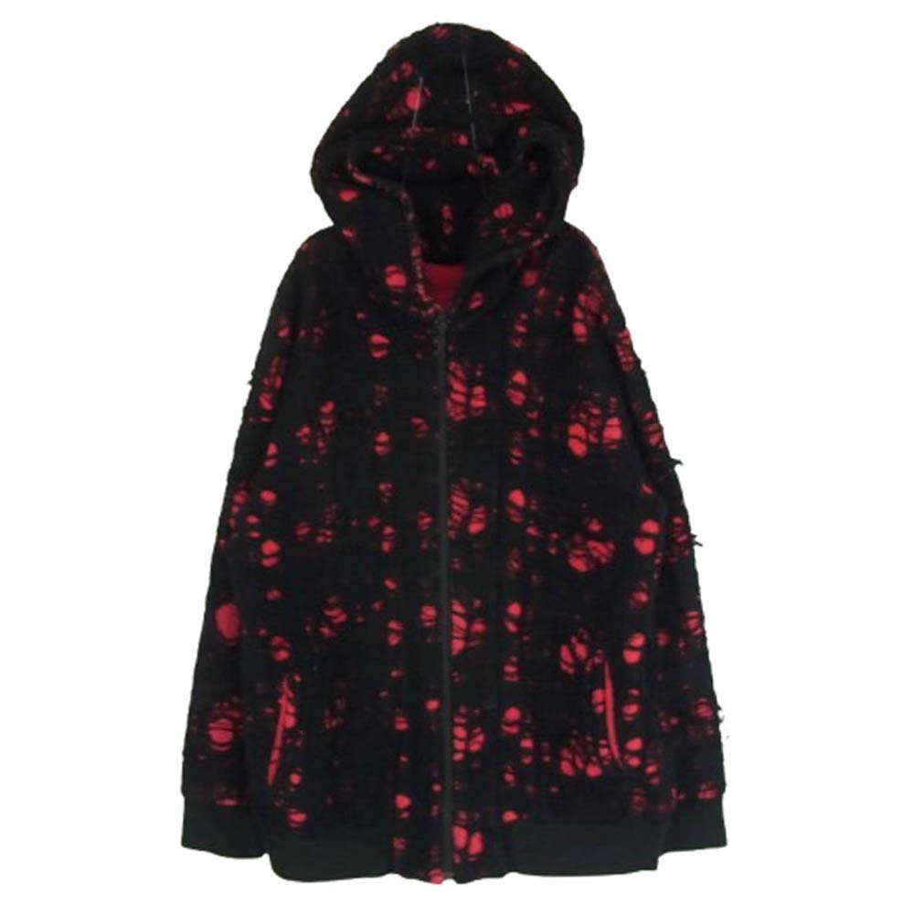 HEX ANTISTYLE ヘックスアンチスタイル クラッシュ加工 ジップ フード パーカー ブラック系 M【中古】