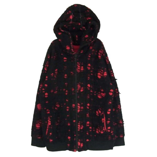 HEX ANTISTYLE ヘックスアンチスタイル クラッシュ加工 ジップ フード パーカー ブラック系 M【中古】
