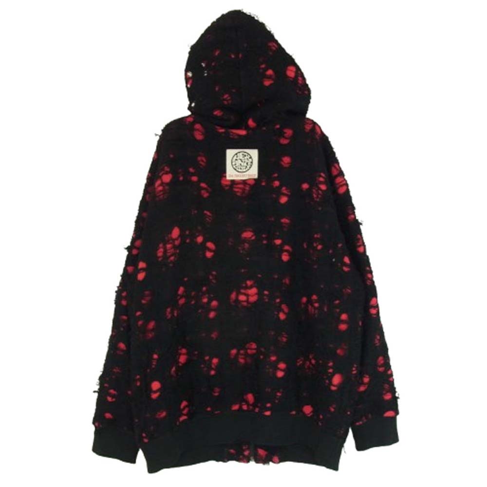 HEX ANTISTYLE ヘックスアンチスタイル クラッシュ加工 ジップ フード パーカー ブラック系 M【中古】