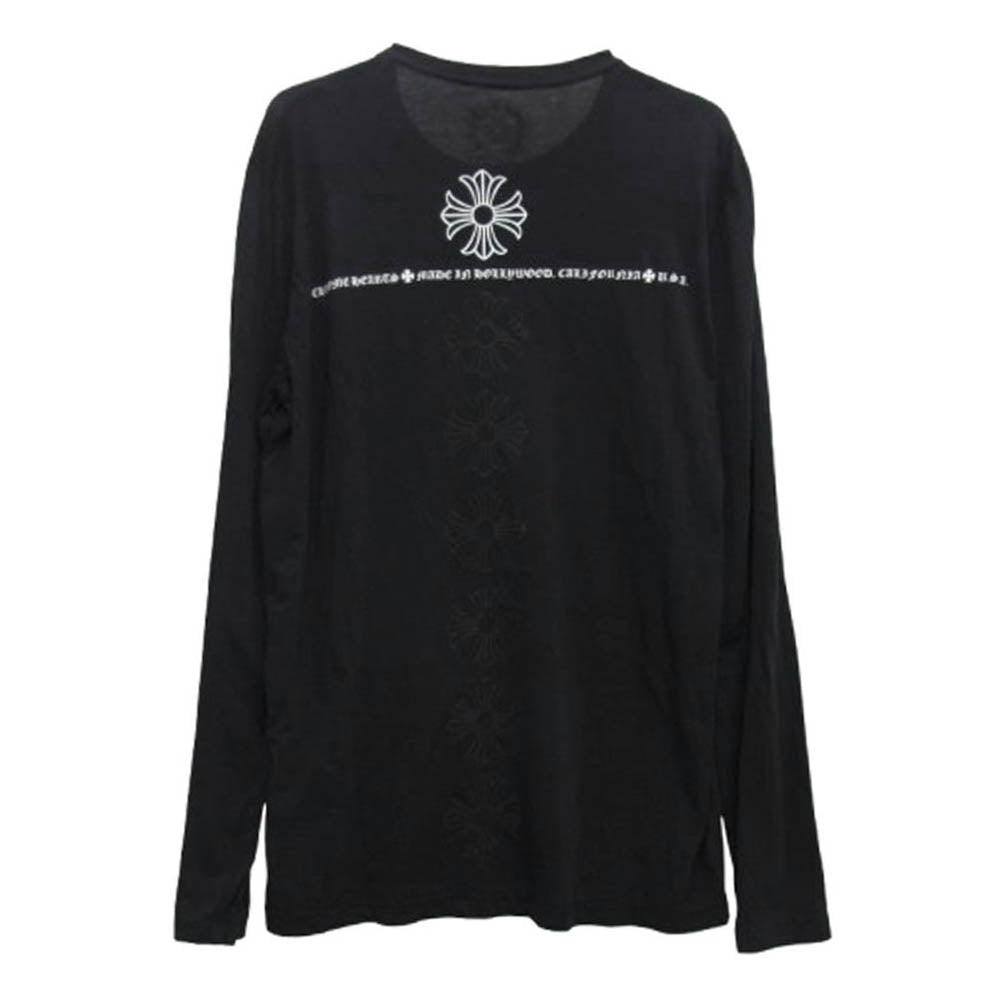 CHROME HEARTS クロムハーツ（原本無） 国内正規品 CH PLUS L/S バックCHプラス スクロールラベルプリント ロングスリーブ 長袖 Tシャツ カットソー ブラック系 M【中古】