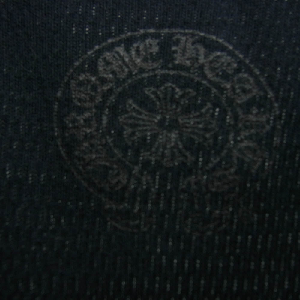 CHROME HEARTS クロムハーツ（原本無） 国内正規品 BS FLARE BUTTON THERMAL HENLY BSフレアボタン レザーCHクロスパッチ LS ヘンリーネック サーマル カットソー ブラック系 M【中古】