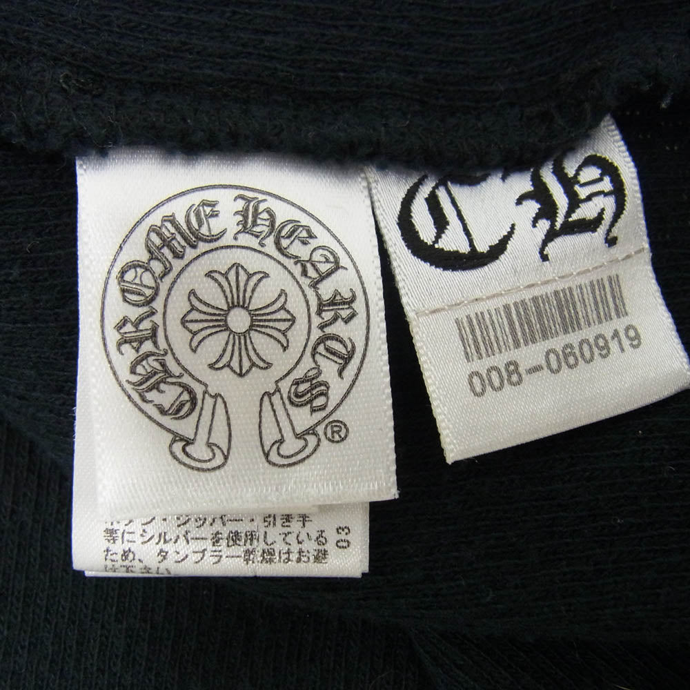 CHROME HEARTS クロムハーツ（原本無） 国内正規品 BS FLARE BUTTON THERMAL HENLY BSフレアボタン レザーCHクロスパッチ LS ヘンリーネック サーマル カットソー ブラック系 M【中古】
