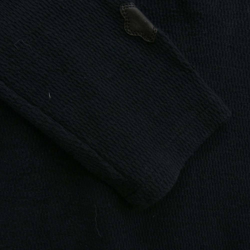 CHROME HEARTS クロムハーツ（原本無） 国内正規品 BS FLARE BUTTON THERMAL HENLY BSフレアボタン レザーCHクロスパッチ LS ヘンリーネック サーマル カットソー ブラック系 M【中古】