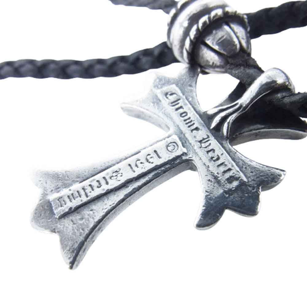 CHROME HEARTS クロムハーツ（原本無） CH CROSS SML スモール CHクロス ボロチップ クリンプト レザーブレード ブラック系 シルバー系【中古】