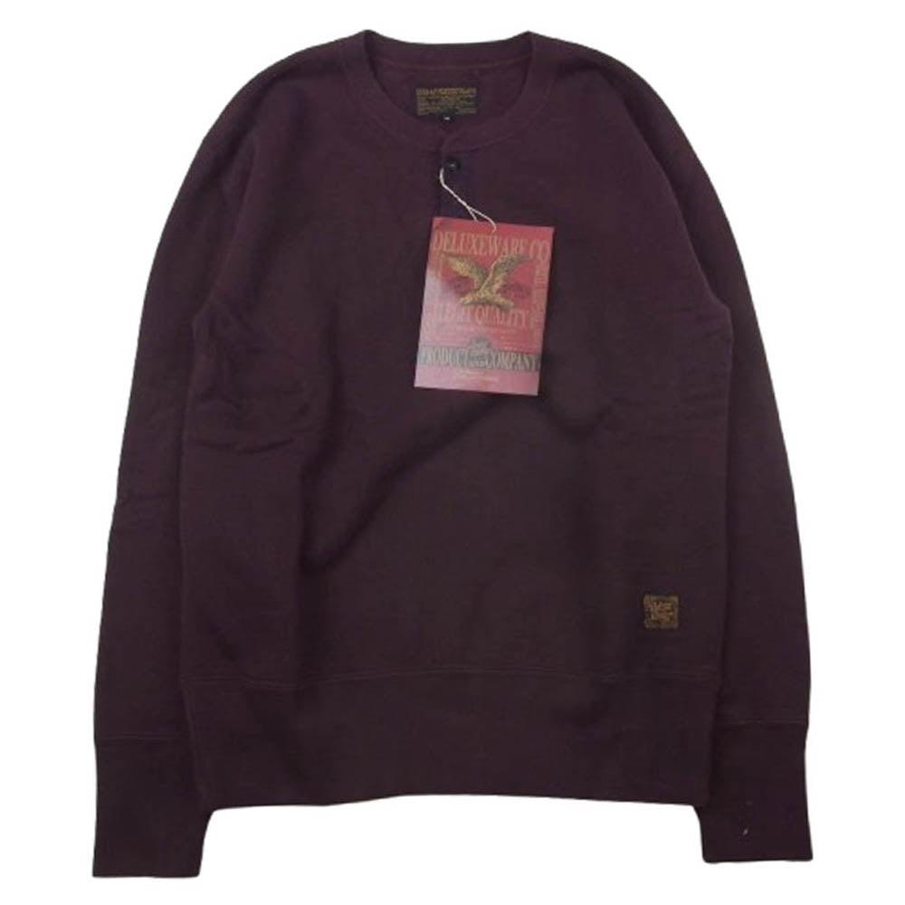 DELUXE デラックス S106P OPEN NECK オープンネック ヘンリーネックモデル スウェットシャツ ワインレッド系 M【美品】【中古】