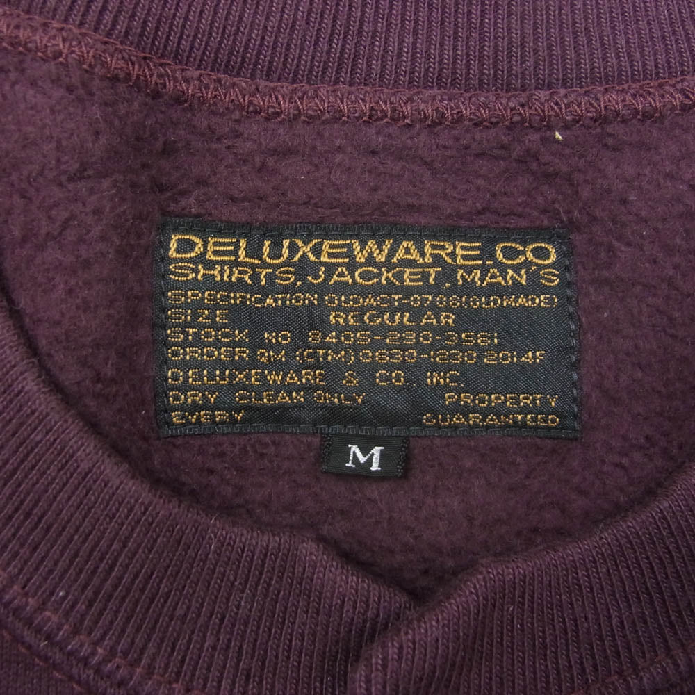 DELUXE デラックス S106P OPEN NECK オープンネック ヘンリーネックモデル スウェットシャツ ワインレッド系 M【美品】【中古】