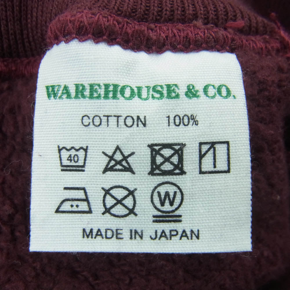 WAREHOUSE ウエアハウス 453 SEPARATE POCKET HOODIE セパレート ポケット フーディー プルオーバー ワインレッド系 40【中古】