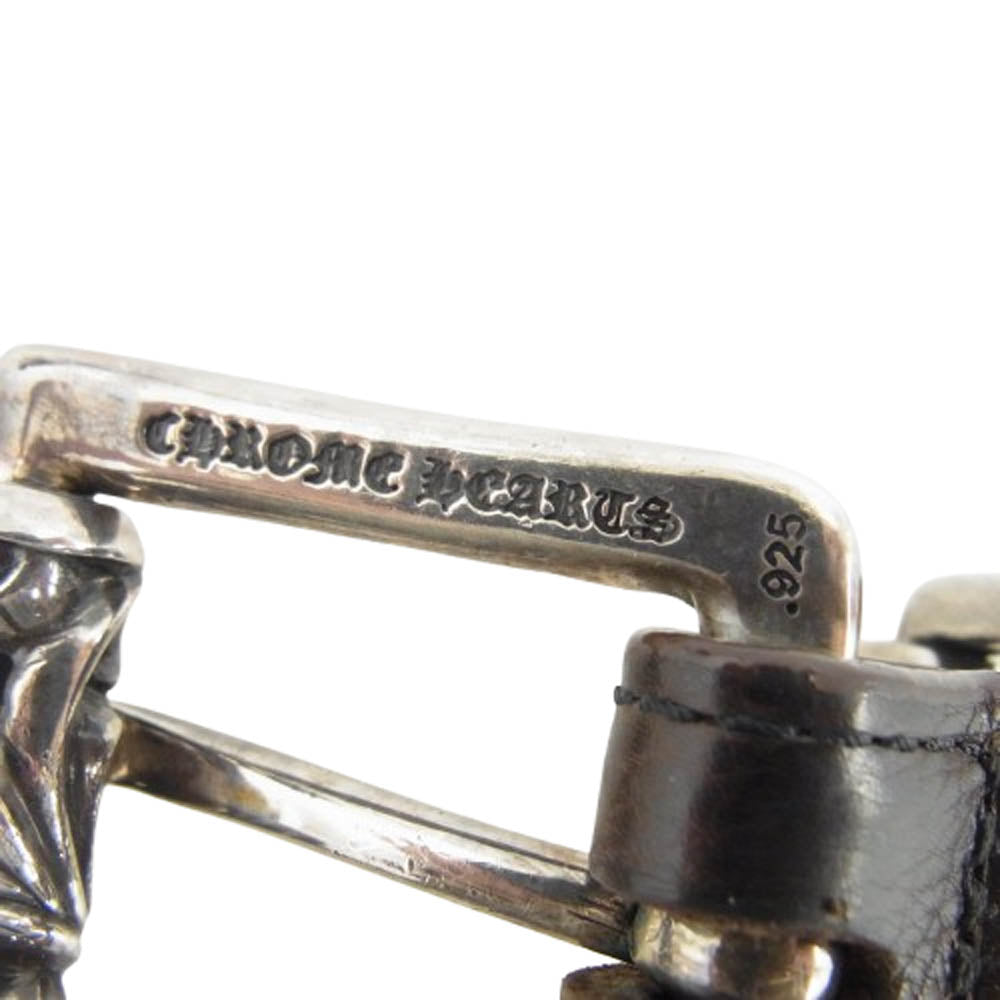 CHROME HEARTS クロムハーツ（原本無） BLT ROLLER 3PC 1.0 1.0inch ローラー バックル レザー ベルト ダークブラウン系 32【中古】