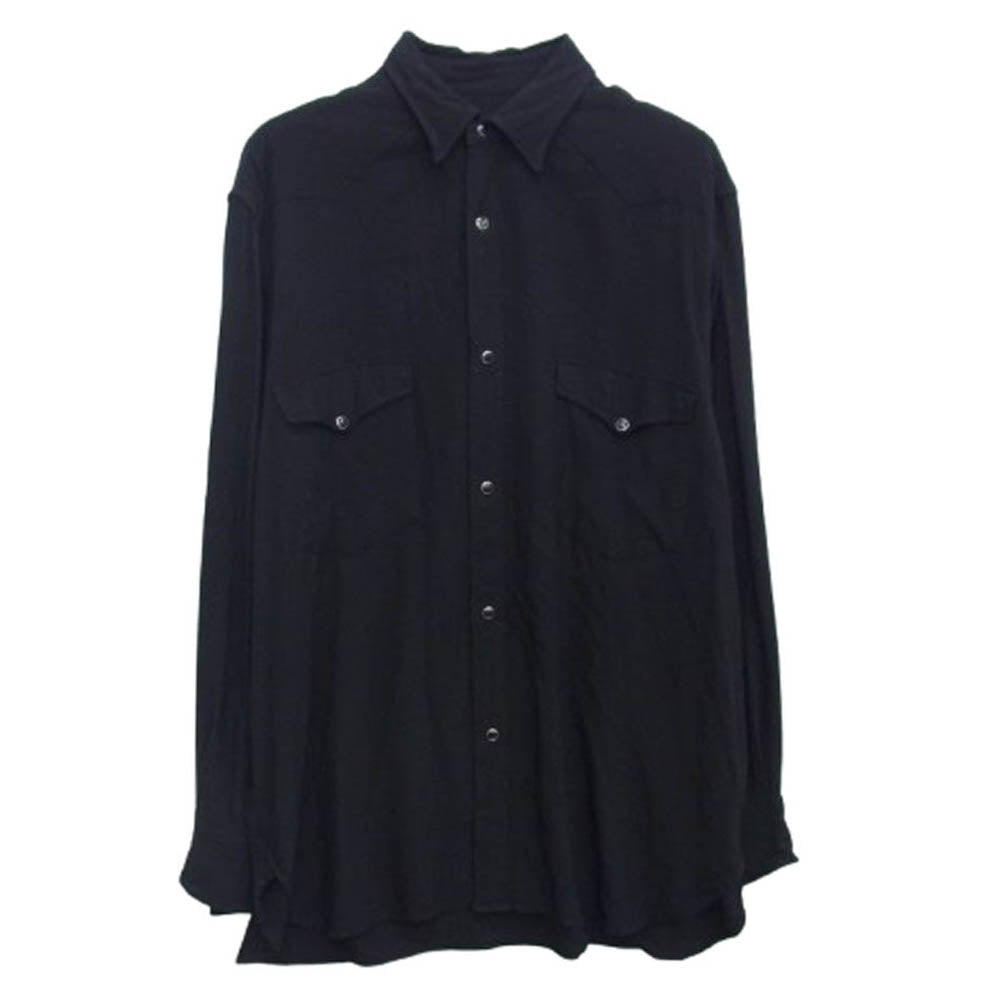 COMOLI コモリ 25SS B01-02003 レーヨン ウエスタン シャツ ブラック系 2【中古】