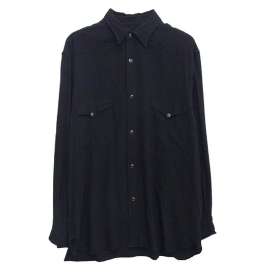 COMOLI コモリ 25SS B01-02003 レーヨン ウエスタン シャツ ブラック系 2【中古】