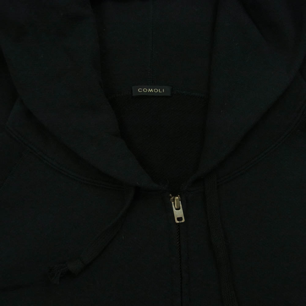 COMOLI コモリ 25SS B01-05012 LW コットン 裏毛 ジップ パーカー ブラック系 3【中古】
