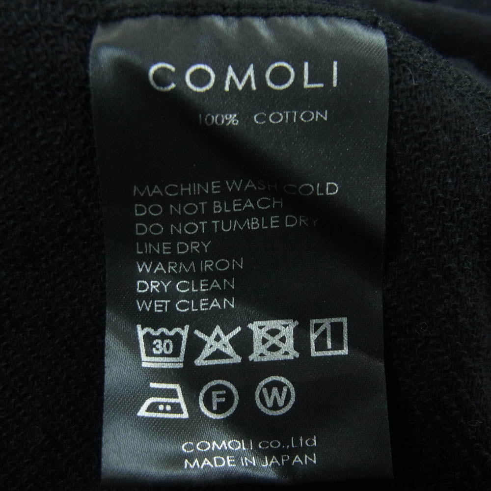 COMOLI コモリ 25SS B01-05012 LW コットン 裏毛 ジップ パーカー ブラック系 3【中古】