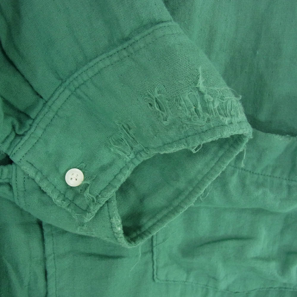 ANCELLM アンセルム 24SS anc-sh28-b DOUBLEGAUZE CRASH LS SHIRT ダブルガーゼ クラッシュ加工 長袖 シャツ グリーン系 2【中古】