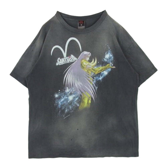 SAINT MICHAEL セントマイケル 24SS SM-YS8-0000-C27 SS_SS TEE MU 聖闘士星矢 ヴィンテージ加工 クルーネック 半袖 Tシャツ チャコール系 XL【中古】