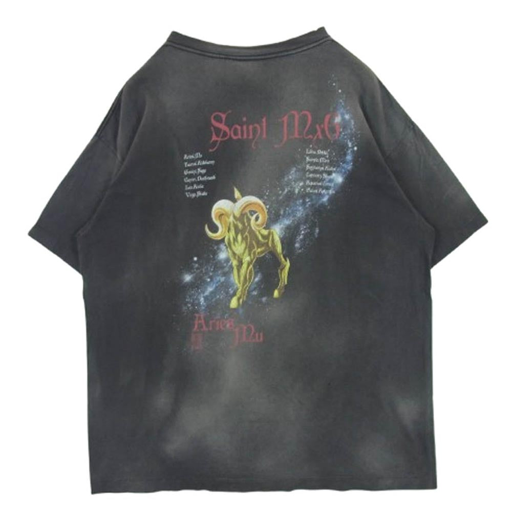 SAINT MICHAEL セントマイケル 24SS SM-YS8-0000-C27 SS_SS TEE MU 聖闘士星矢 ヴィンテージ加工 クルーネック 半袖 Tシャツ チャコール系 XL【中古】