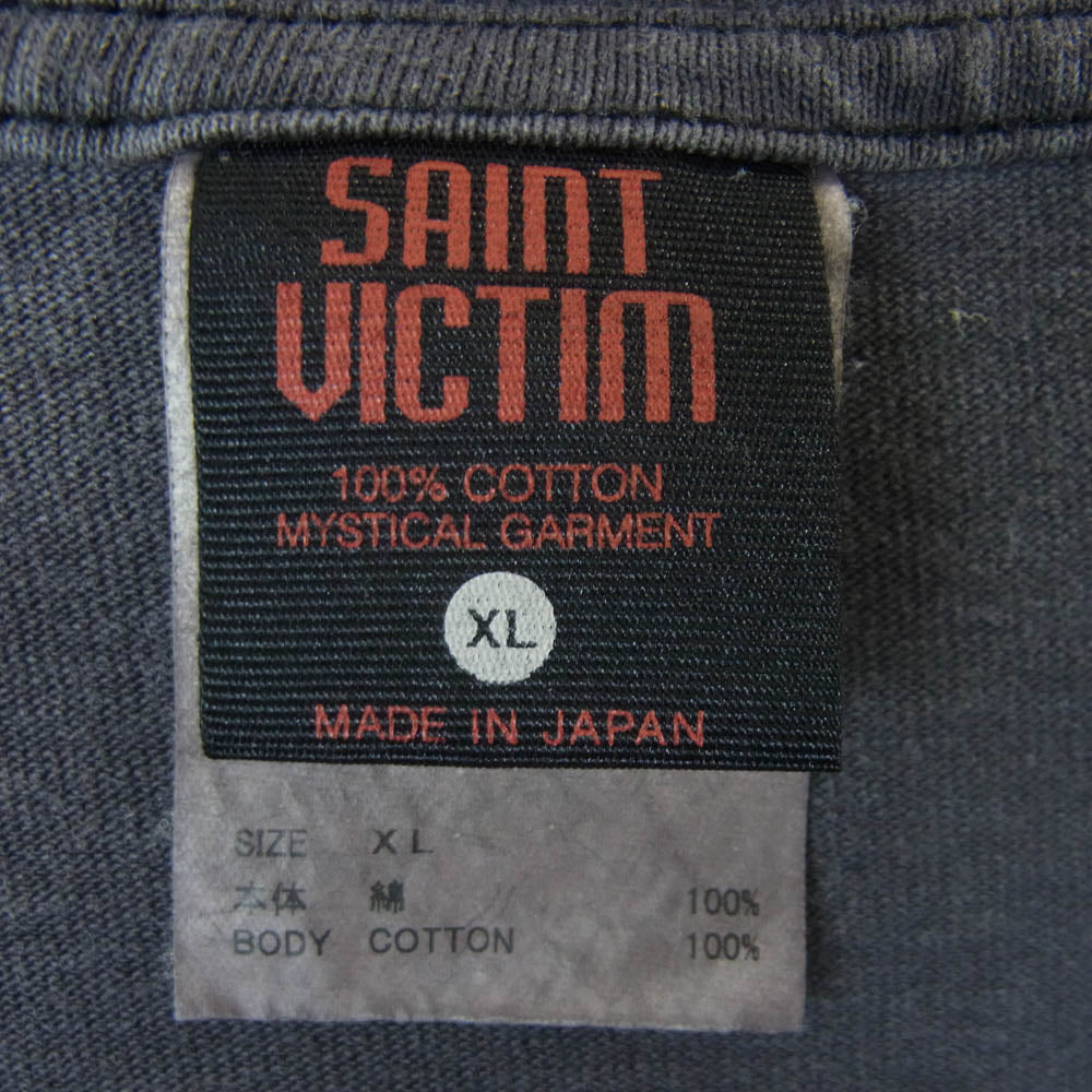 SAINT MICHAEL セントマイケル 24SS SM-YS8-0000-C27 SS_SS TEE MU 聖闘士星矢 ヴィンテージ加工 クルーネック 半袖 Tシャツ チャコール系 XL【中古】