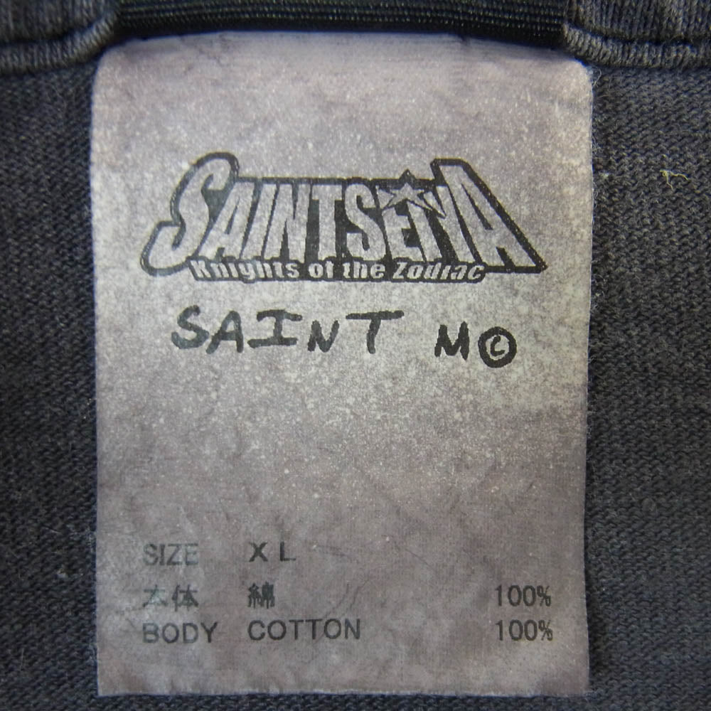SAINT MICHAEL セントマイケル 24SS SM-YS8-0000-C27 SS_SS TEE MU 聖闘士星矢 ヴィンテージ加工 クルーネック 半袖 Tシャツ チャコール系 XL【中古】