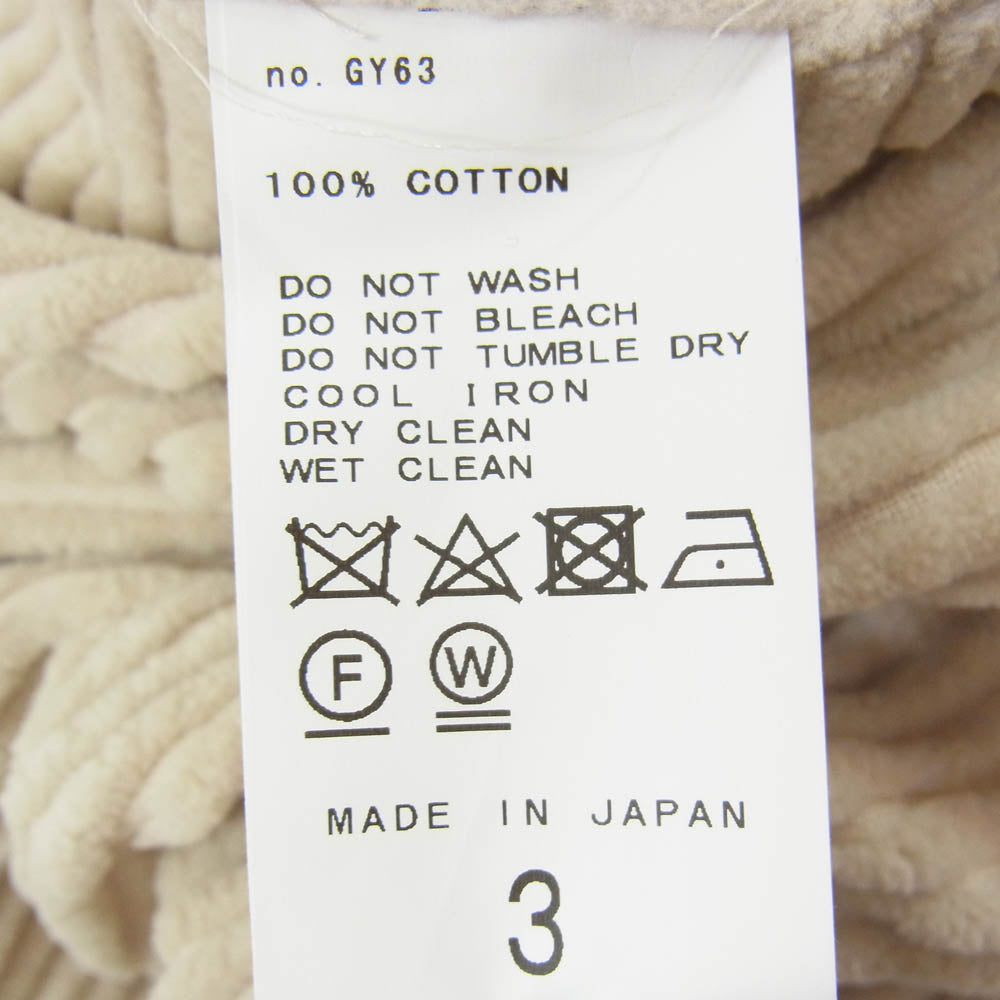 EDIFICE エディフィス 24-030-300-6080 THICKCORDUROY WIDE PT ワイド コーデュロイパンツ ベージュ系 3【極上美品】【中古】