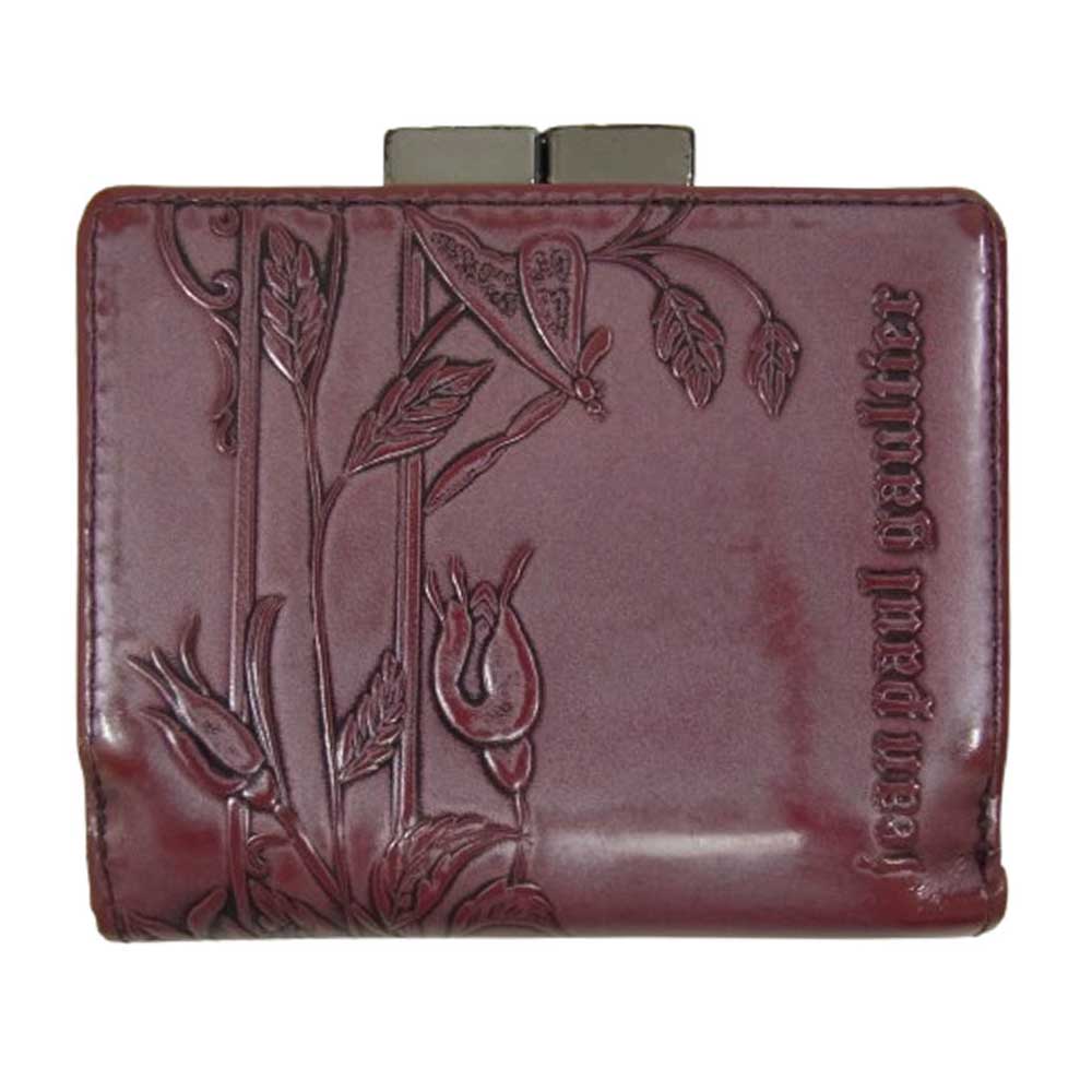 JEAN-PAUL GAULTIER ジャンポールゴルチエ NEW ROSE ニューローズ 三つ折り財布 ウォレット ワインレッド系【中古】