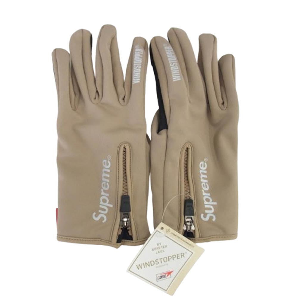 Supreme シュプリーム 24AW WINDSTOPPER Zip Gloves ウィンドストッパー ジップグローブ 手袋 ベージュ系【極上美品】【中古】