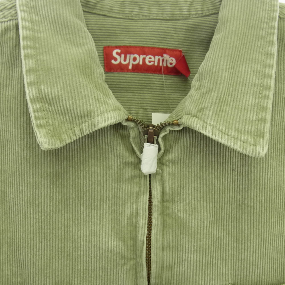 Supreme シュプリーム 24SS Washed Corduroy Zip Up Shirt ウォッシュ加工 コーデュロイ フルジップ 長袖シャツ ライトグリーン系 L【新古品】【未使用】【中古】