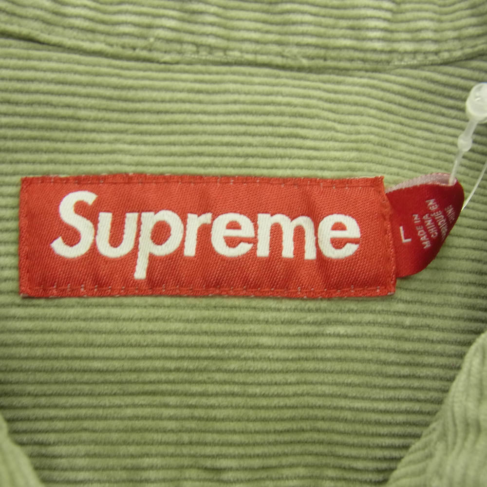 Supreme シュプリーム 24SS Washed Corduroy Zip Up Shirt ウォッシュ加工 コーデュロイ フルジップ 長袖シャツ ライトグリーン系 L【新古品】【未使用】【中古】