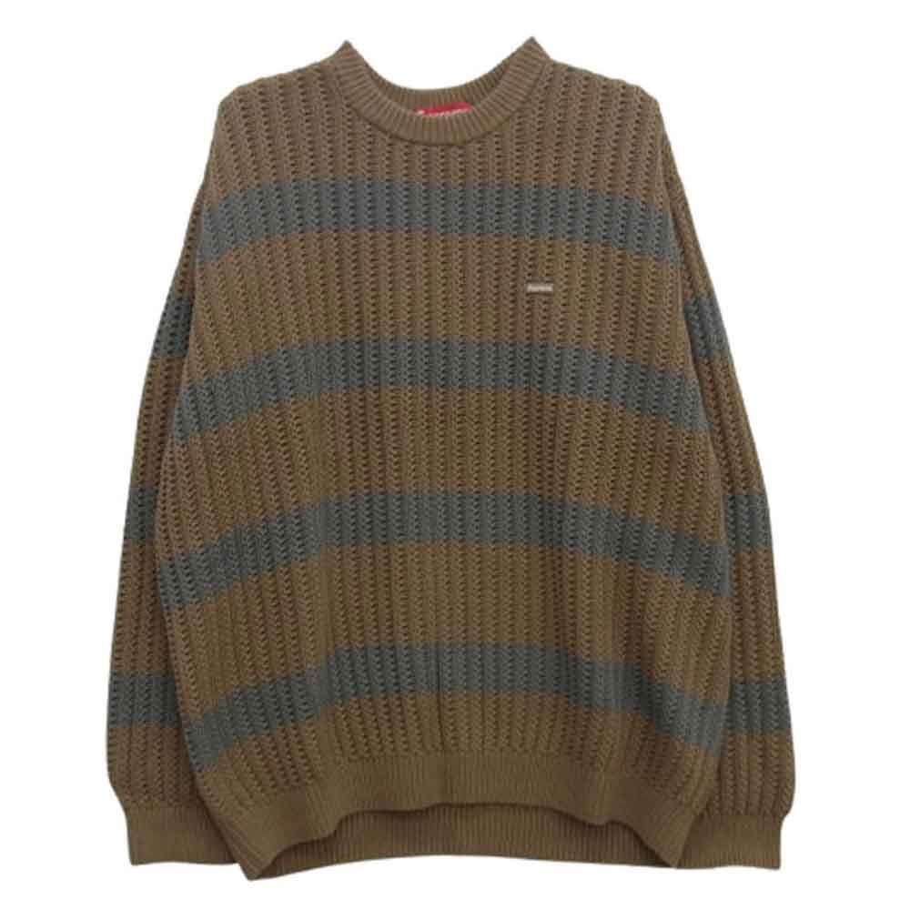 Supreme シュプリーム 25SS Loose Gauge Stripe Small Box Sweater ルーズゲージ ストライプ スモールボックス セーター ニット ブラウン系 L【新古品】【未使用】【中古】