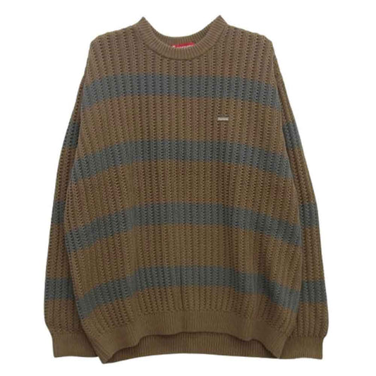 Supreme シュプリーム 25SS Loose Gauge Stripe Small Box Sweater ルーズゲージ ストライプ スモールボックス セーター ニット ブラウン系 L【新古品】【未使用】【中古】