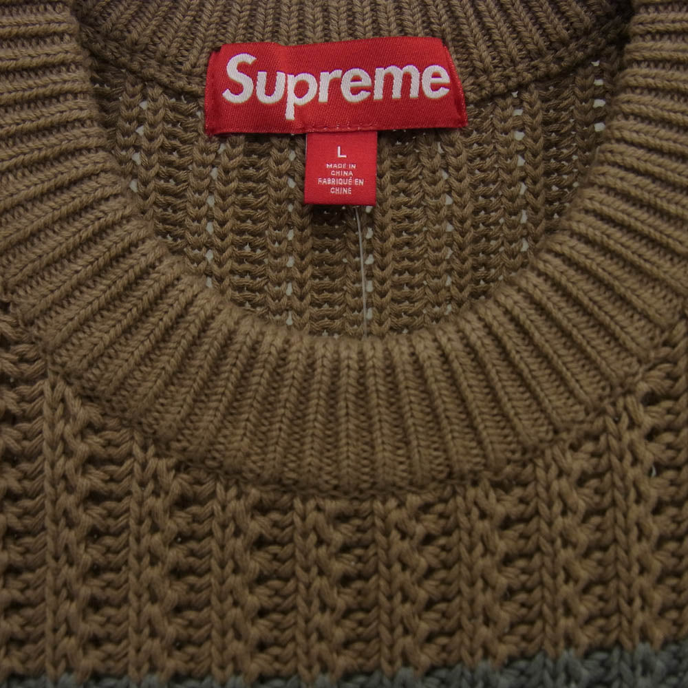Supreme シュプリーム 25SS Loose Gauge Stripe Small Box Sweater ルーズゲージ ストライプ スモールボックス セーター ニット ブラウン系 L【新古品】【未使用】【中古】