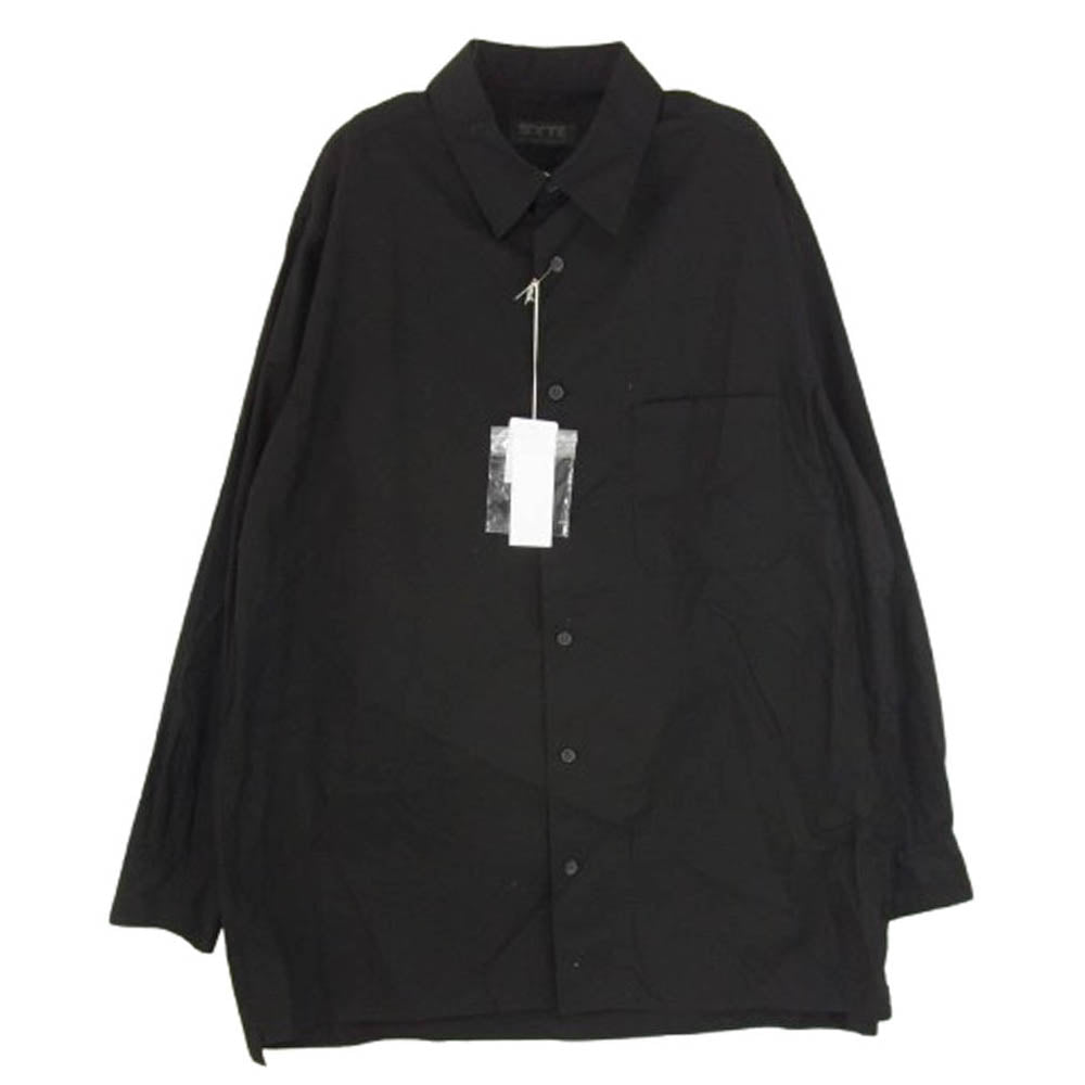 サイト ヨウジヤマモト UT-B01-080 COTTON BROAD LOOSE-FIT REGULAR COLLAR SHIRT コットンブロード ルーズフィット レギュラーカラー 長袖 シャツ ブラック系 4【美品】【中古】