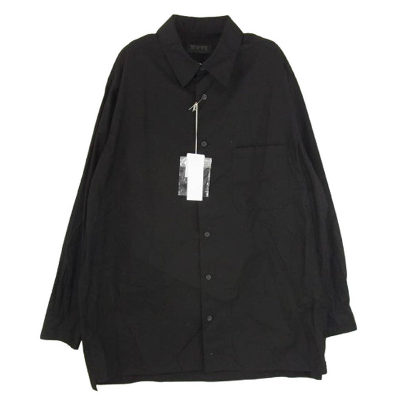 サイト ヨウジヤマモト UT-B01-080 COTTON BROAD LOOSE-FIT REGULAR COLLAR SHIRT コットンブロード ルーズフィット レギュラーカラー 長袖 シャツ ブラック系 4【美品】【中古】