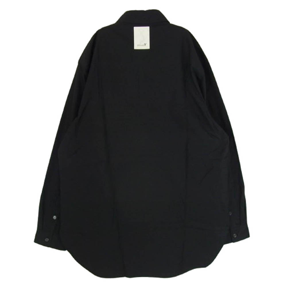 グラウンドワイ ヨウジヤマモト GP-B03-018 COTTON BROADCLOTH STANDARD BIG SHIRT コットンブロードクロス スタンダード ビッグ シャツ ブラック系 03【極上美品】【中古】