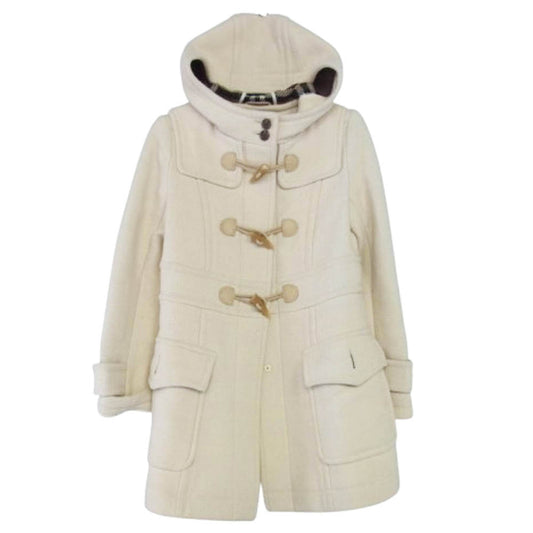 BURBERRY BLUE LABEL バーバリーブルーレーベル フード付き ボタンダウン ウール コート オフホワイト系 38【中古】