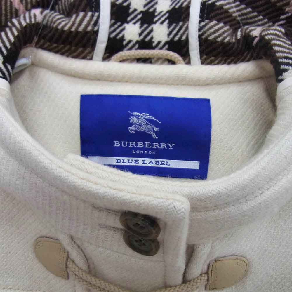 BURBERRY BLUE LABEL バーバリーブルーレーベル フード付き ボタンダウン ウール コート オフホワイト系 38【中古】