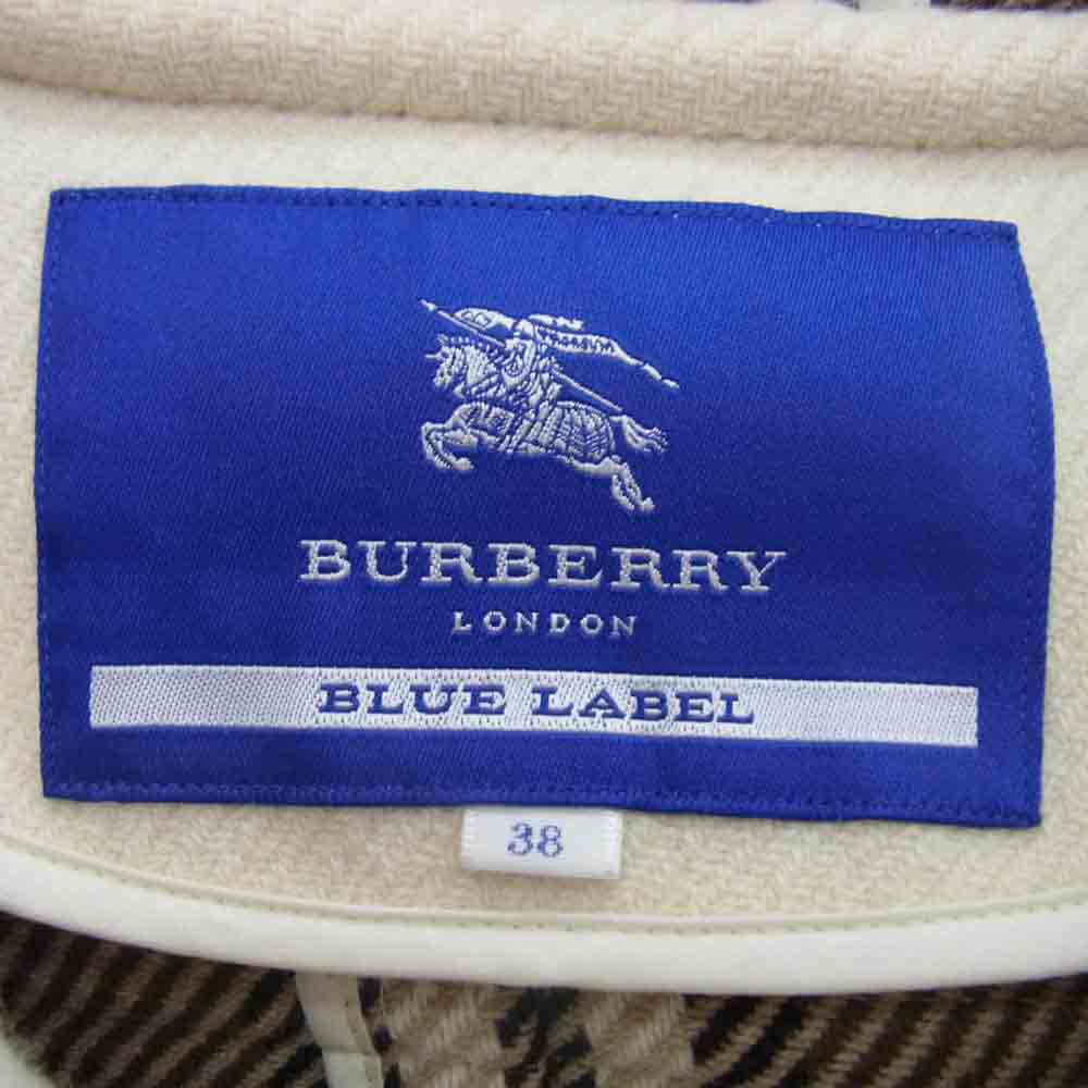 BURBERRY BLUE LABEL バーバリーブルーレーベル フード付き ボタンダウン ウール コート オフホワイト系 38【中古】