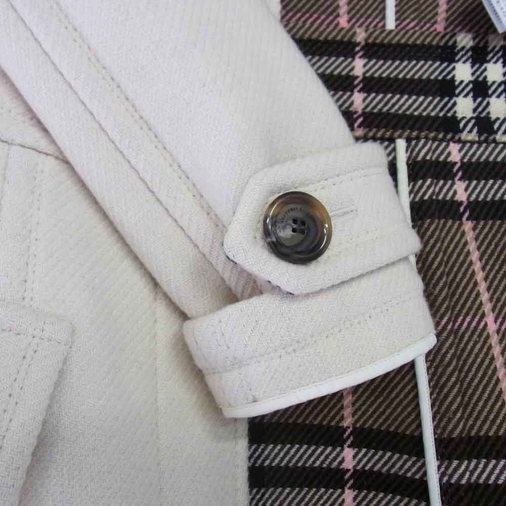 BURBERRY BLUE LABEL バーバリーブルーレーベル フード付き ボタンダウン ウール コート オフホワイト系 38【中古】