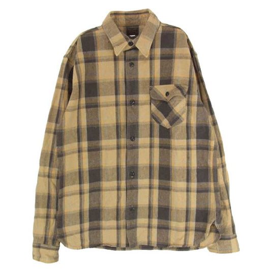 デラックスウエア コットン チェック ワーク シャツ ブラウン系 XL【中古】