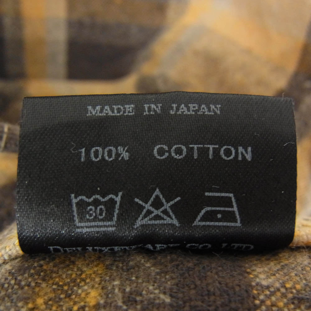 デラックスウエア コットン チェック ワーク シャツ ブラウン系 XL【中古】