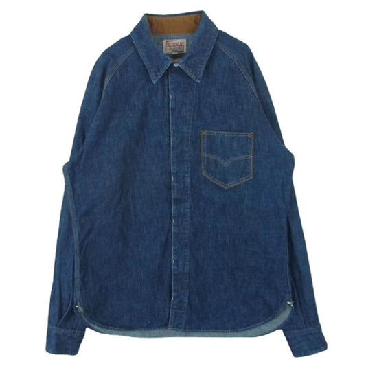 デラックスウエア DENIM SHIRT 40s デニム ワーク シャツ インディゴブルー系【中古】