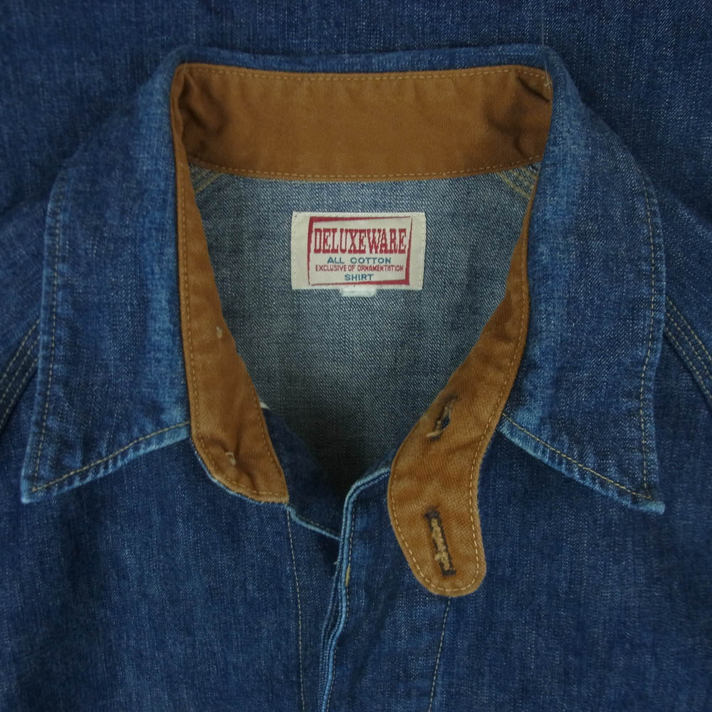 デラックスウエア DENIM SHIRT 40s デニム ワーク シャツ インディゴブルー系【中古】