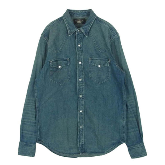 RRL ダブルアールエル 加工 デニム ウエスタン シャツ インディゴブルー系 M【中古】