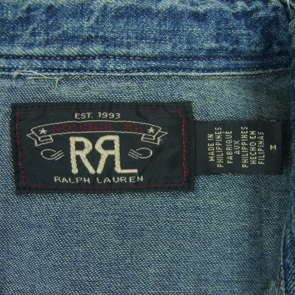 RRL ダブルアールエル 加工 デニム ウエスタン シャツ インディゴブルー系 M【中古】