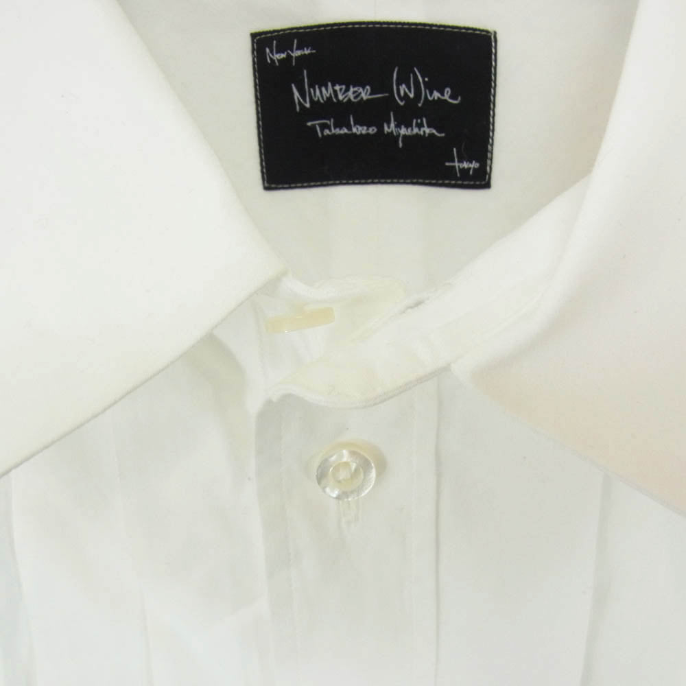 NUMBER(N)INE ナンバーナイン F08-NS013 レギュラカラー ピンタック 長袖 ドレス シャツ ホワイト系 4【中古】
