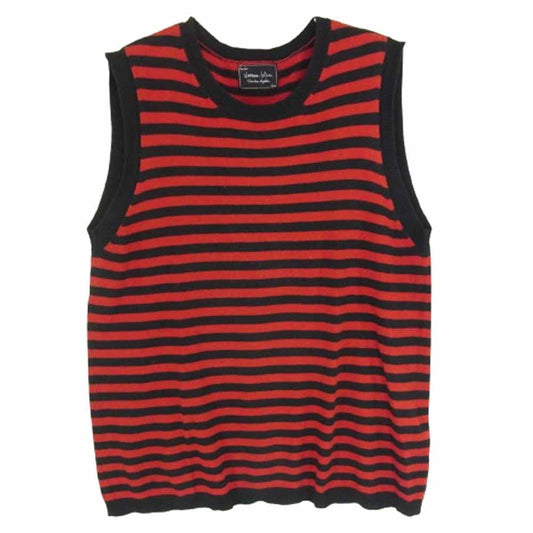 NUMBER(N)INE ナンバーナイン 05SS ナイトクローラー期 アーカイブ 宮下期 カシミヤ混コットン ボーダー ニット ベスト レッド系 ブラック系 3【中古】